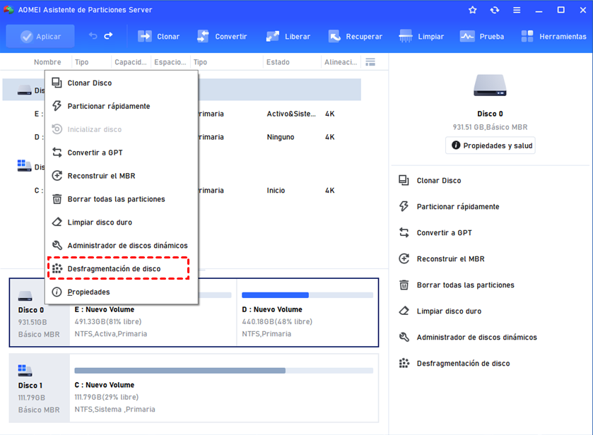 desfragmentación de disco desfragmentación de disco