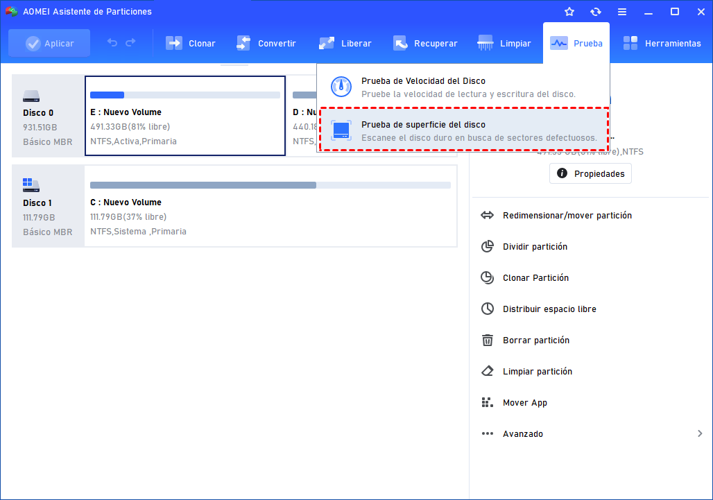 prueba de superficie prueba de superficie