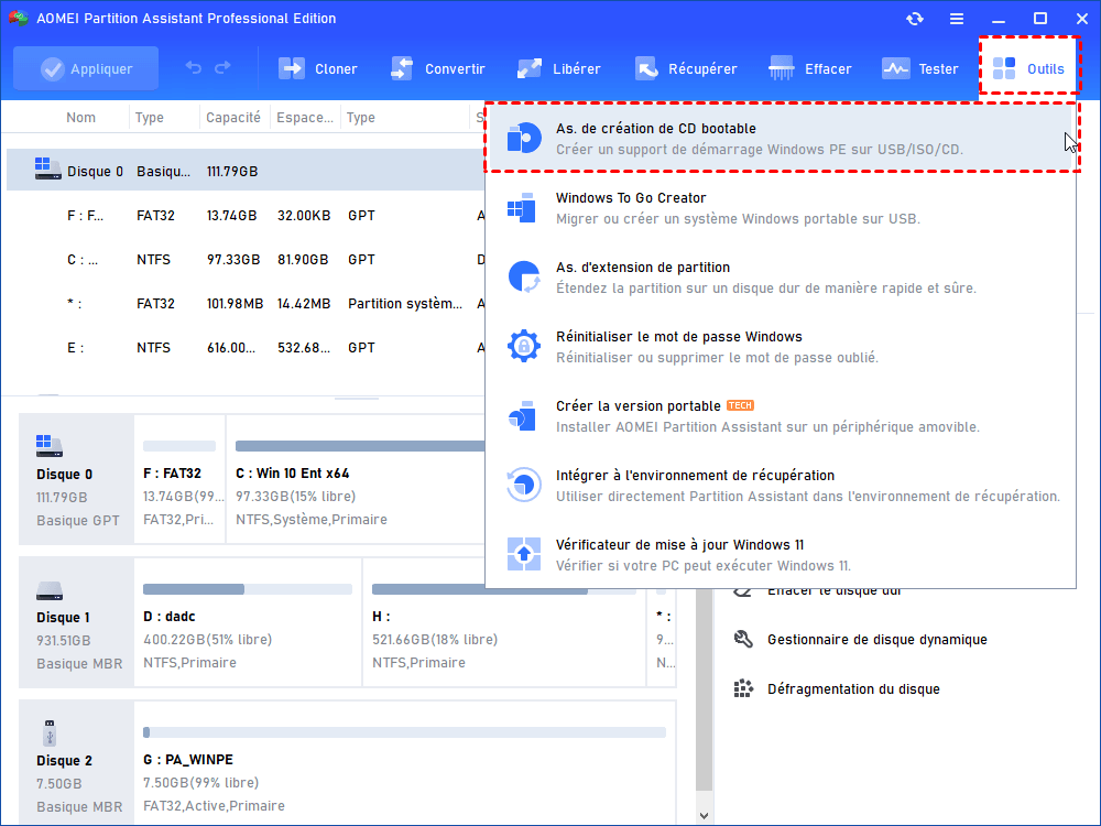 Créer USB bootable