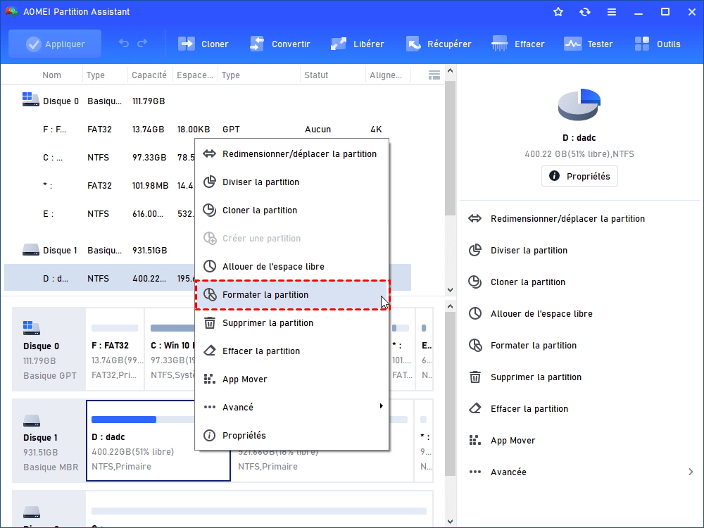 Formater partition systeme