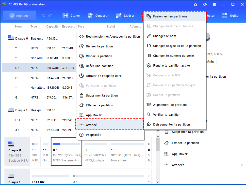 Fusionner partitions