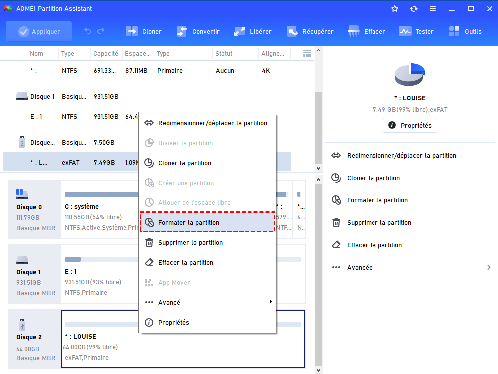 Formater une carte SD de 64 Go d'exFAT en FAT32 sous Windows 11/10/8/7