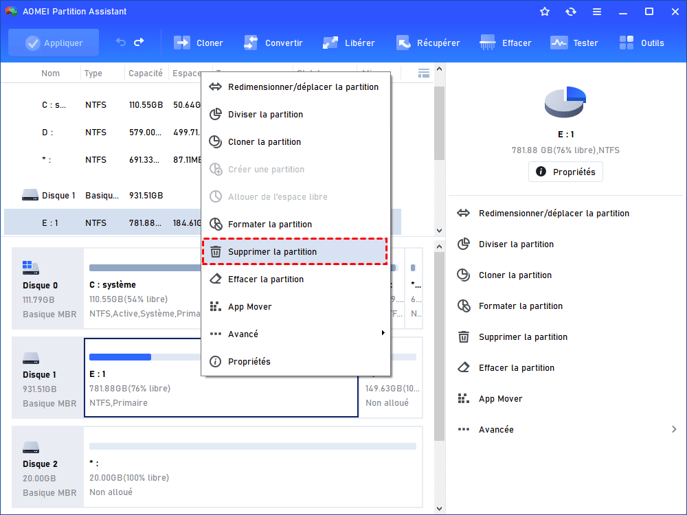 Supprimer partition