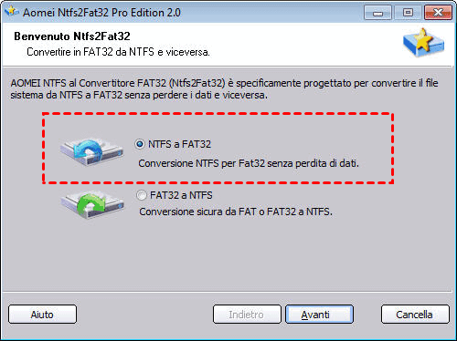Convertire NTFS in FAT32