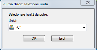 Seleziona disco C da pulire