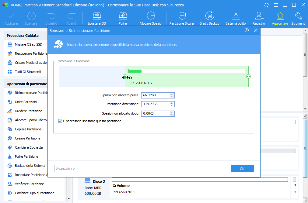 Ridimensiona Partizione E Ridimensiona Partizione E