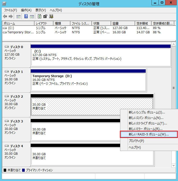 Windows ServerでソフトウェアRAID 1およびRAID 5を設定する方法