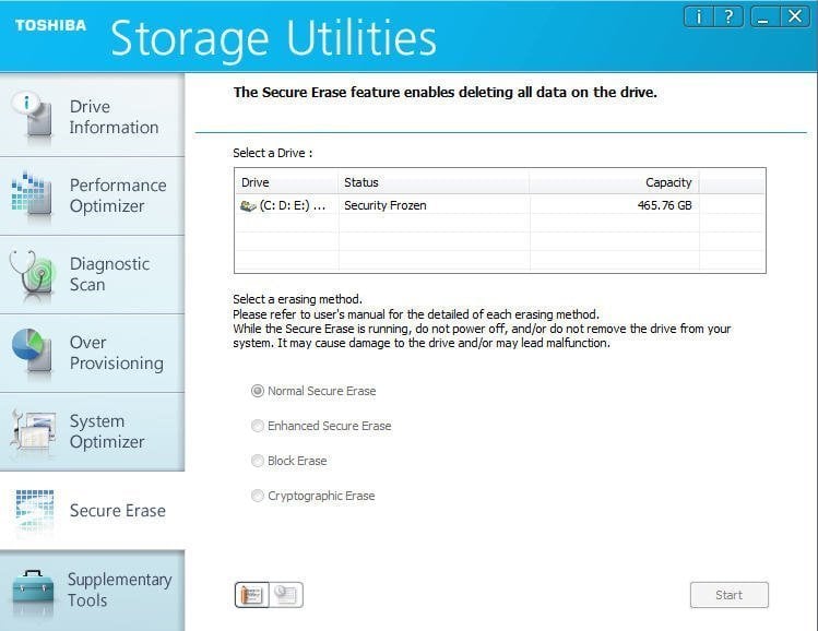 Toshiba Storage Utilities Erase