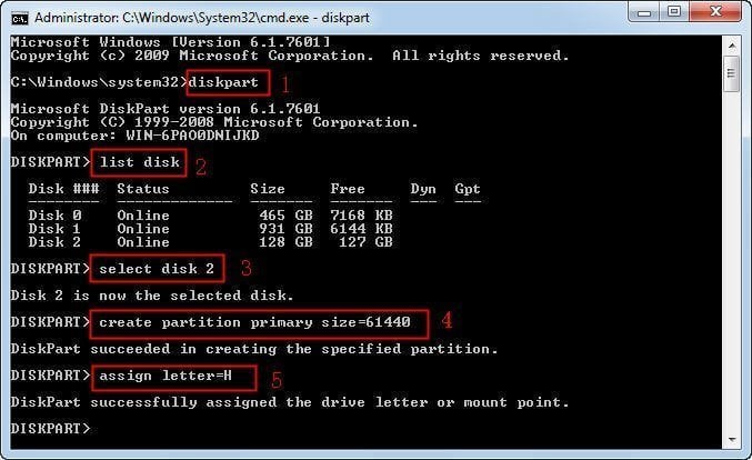 Diskpart Create Partition on Hard Drive