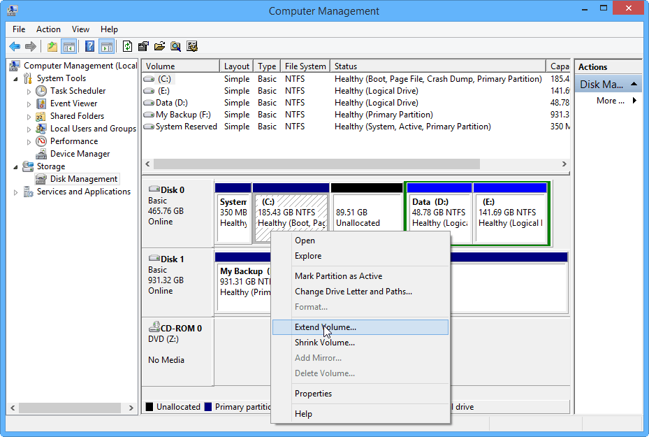 how to add unallocated space to a partition